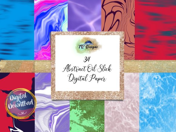 Download Abstract Oil Slick Digital Papers - Abstract Collection