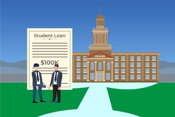 Download Student Loan Concept with College Vector - College Collection