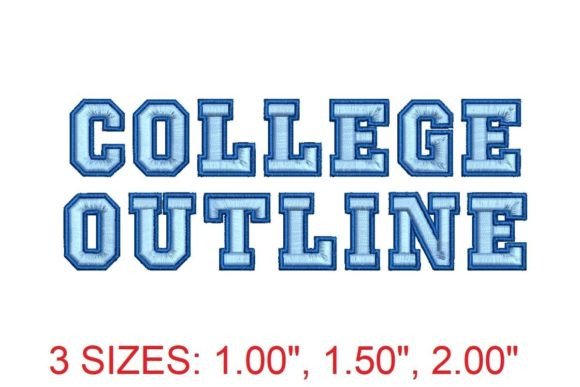 Download College Outline Embroidery Font - College Collection